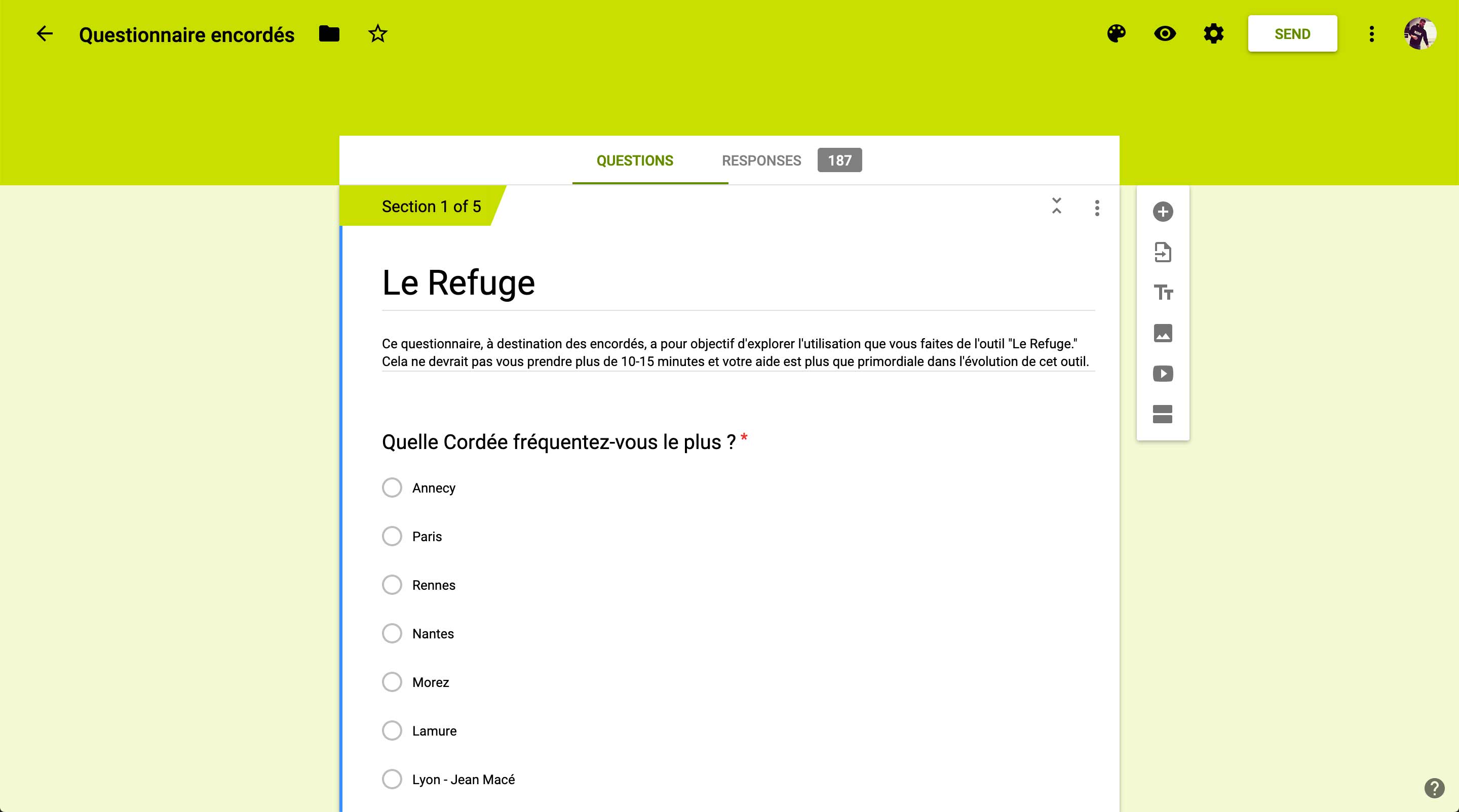 La Cordée questionnaire